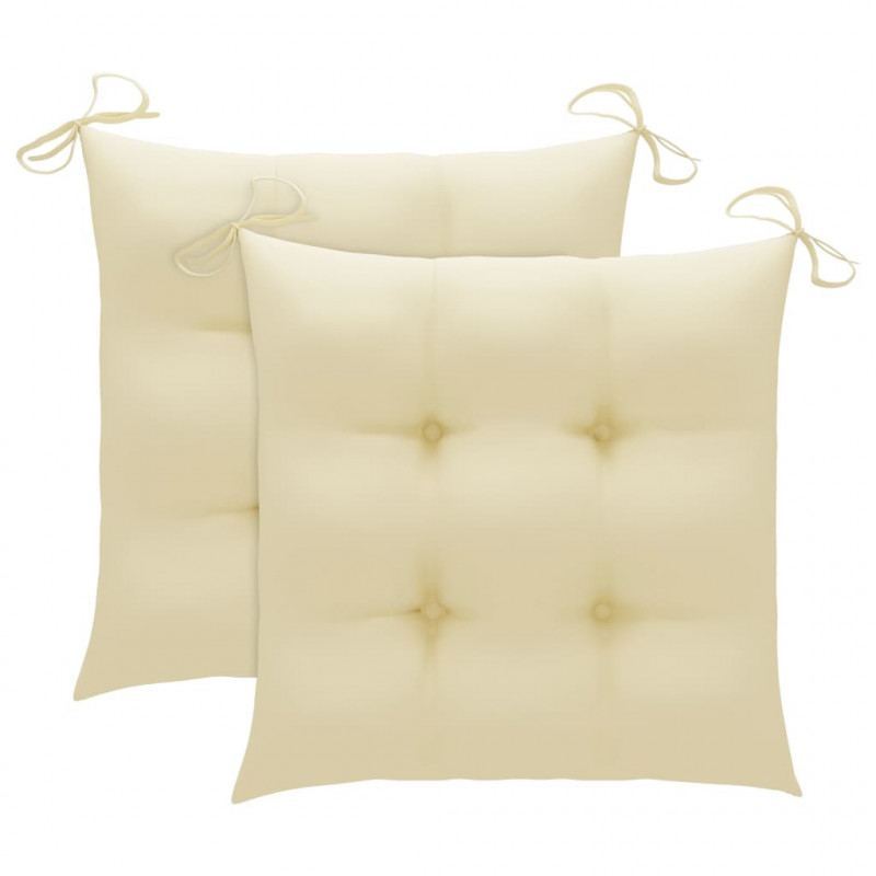 Fotel bujany z kremową poduszką, lite drewno tekowe