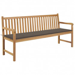 Ławka ogrodowa z poduszką taupe, 175 cm, lite drewno tekowe