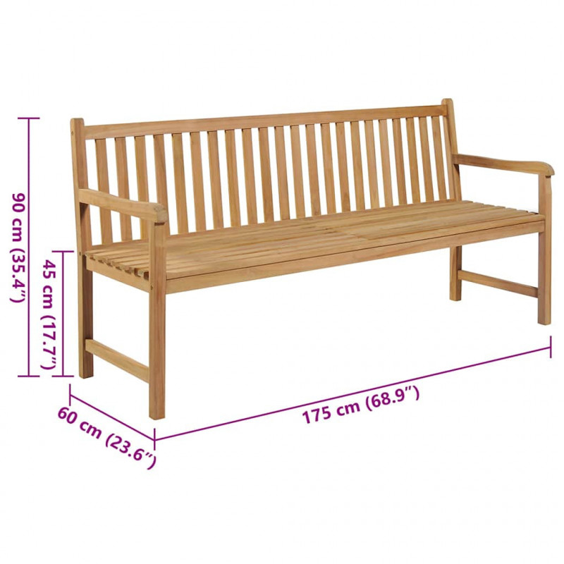 Ławka ogrodowa z poduszką taupe, 175 cm, lite drewno tekowe