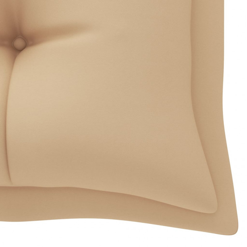 Ławka ogrodowa z beżową poduszką, 175 cm, lite drewno tekowe