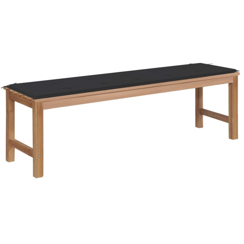 Ławka ogrodowa z antracytową poduszką, 150 cm, drewno tekowe
