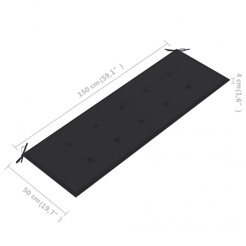 Ławka ogrodowa z antracytową poduszką, 150 cm, drewno tekowe