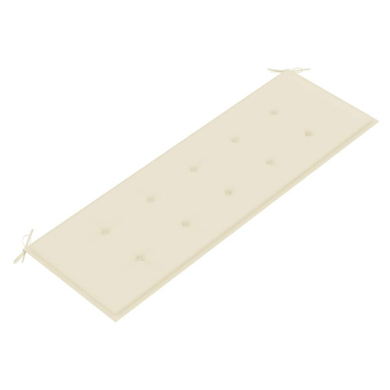 Ławka ogrodowa z kremową poduszką, 150 cm, lite drewno tekowe