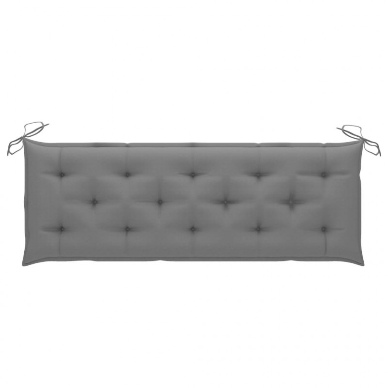 Ławka ogrodowa z szarą poduszką, 150 cm, lite drewno tekowe