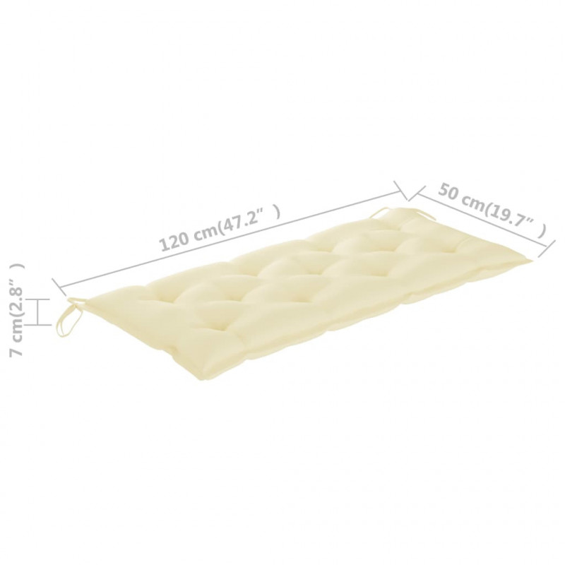 Ławka ogrodowa z poduszką, 120 cm, lite drewno tekowe
