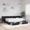 Sofa rozsuwana z szufladami, czarna, 80x200 cm, aksamit