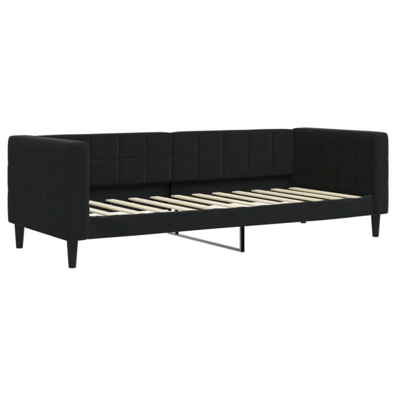 Sofa rozsuwana z szufladami, czarna, 80x200 cm, aksamit