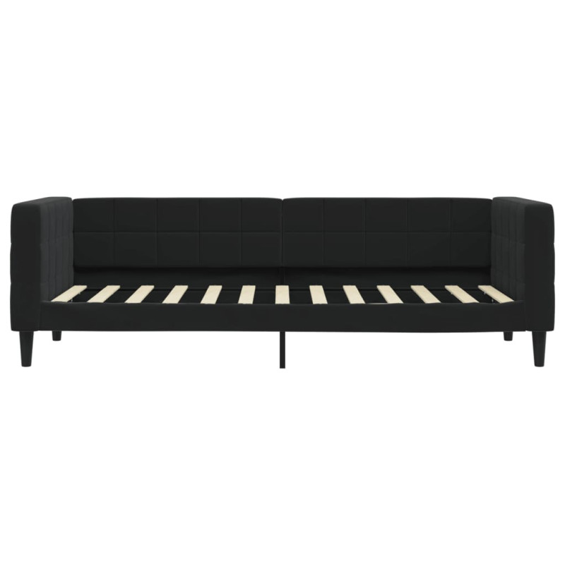 Sofa rozsuwana z szufladami, czarna, 80x200 cm, aksamit