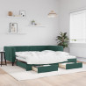 Sofa rozsuwana z szufladami, ciemnozielona, 100x200 cm, aksamit