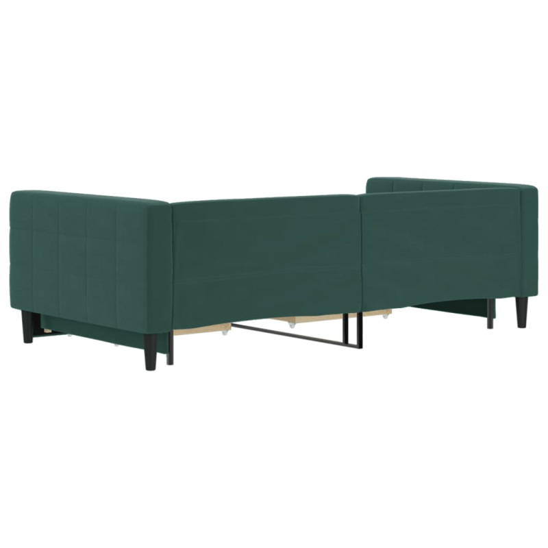 Sofa rozsuwana z szufladami, ciemnozielona, 100x200 cm, aksamit