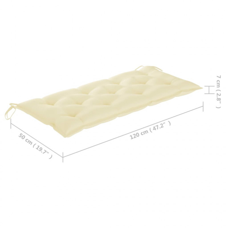 Sztaplowana ławka ogrodowa z poduszką, 128,5 cm, drewno tekowe
