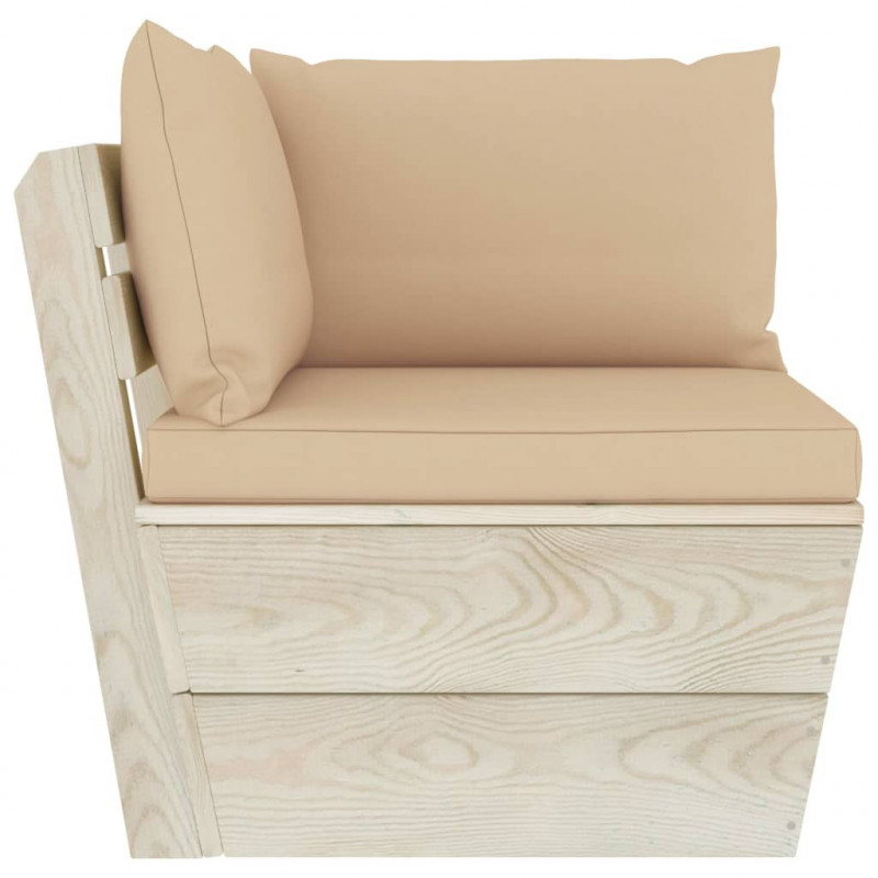 Ogrodowa sofa 3-osobowa z palet, z poduszkami, drewno świerkowe