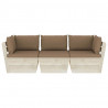 Ogrodowa sofa 3-osobowa z palet, z poduszkami, drewno świerkowe