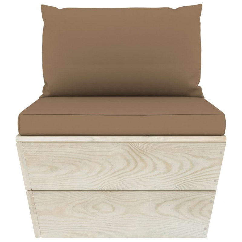 Ogrodowa sofa 4-osobowa z palet, z poduszkami, drewno świerkowe