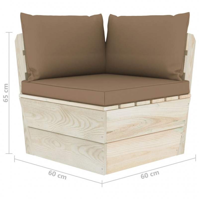 Ogrodowa sofa 4-osobowa z palet, z poduszkami, drewno świerkowe