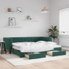 Sofa rozsuwana z szufladami, ciemnozielona, 90x200 cm, aksamit