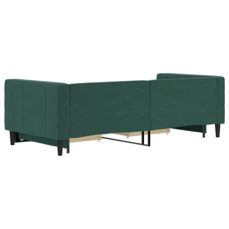 Sofa rozsuwana z szufladami, ciemnozielona, 90x200 cm, aksamit