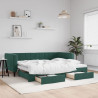 Sofa rozsuwana z szufladami, ciemnozielona, 80x200 cm, aksamit