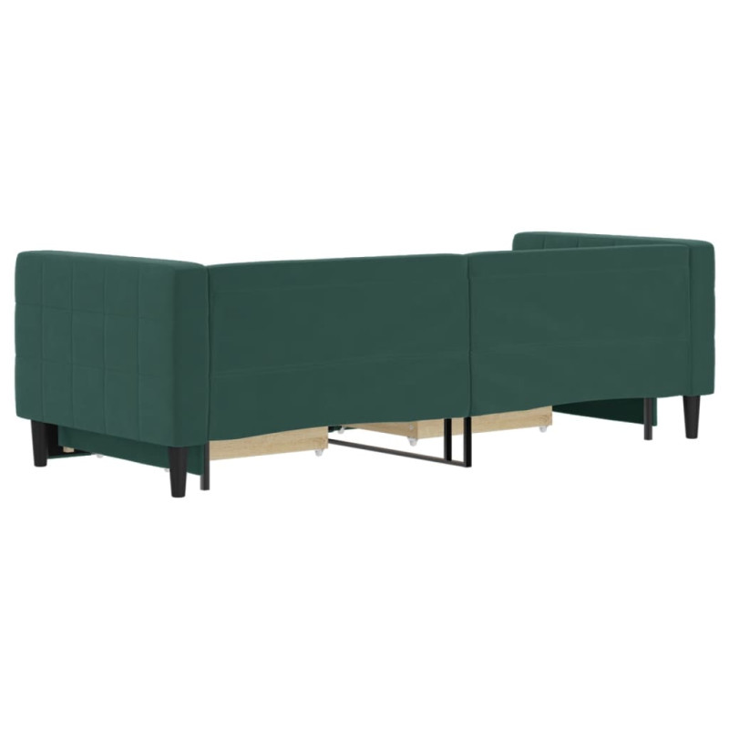 Sofa rozsuwana z szufladami, ciemnozielona, 80x200 cm, aksamit