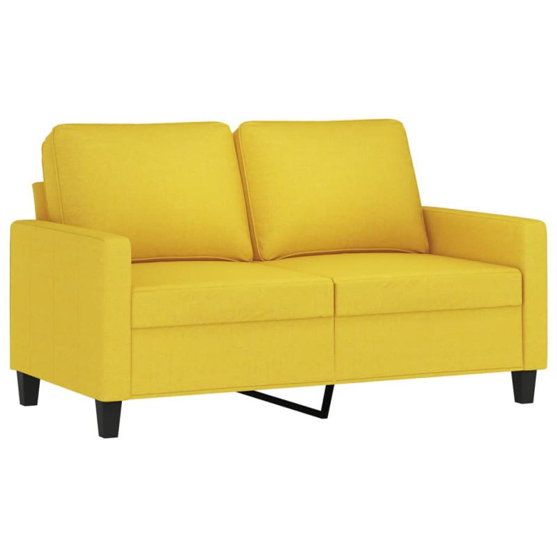 Sofa 2-osobowa, jasnożółta, 120 cm, tapicerowana tkaniną