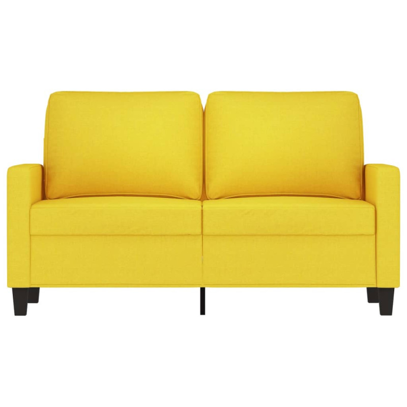 Sofa 2-osobowa, jasnożółta, 120 cm, tapicerowana tkaniną