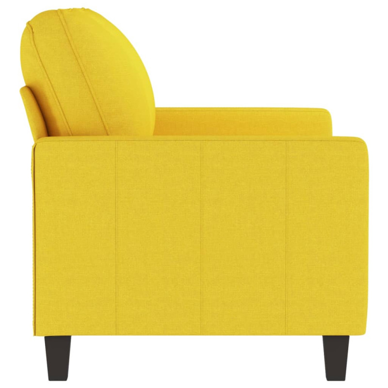 Sofa 2-osobowa, jasnożółta, 120 cm, tapicerowana tkaniną