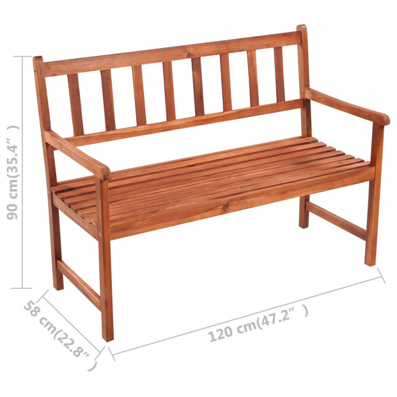 Ławka ogrodowa z poduszką, 120 cm, lite drewno akacjowe
