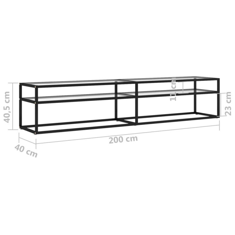 Szafka pod TV, przezroczysta, 200x40x40,5 cm, hartowane szkło