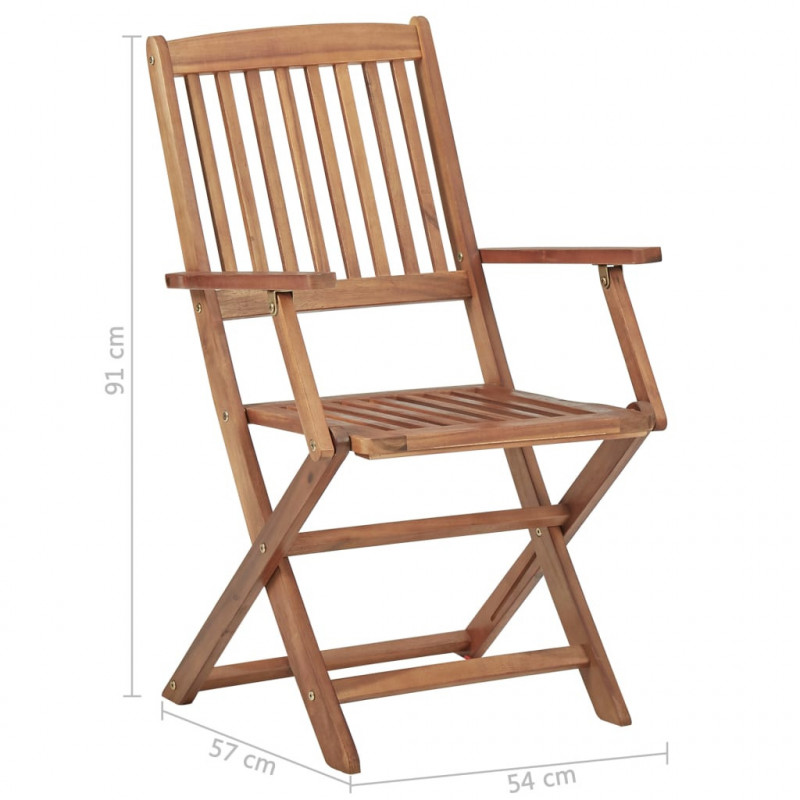 Składane krzesła ogrodowe z poduszkami, 2 szt., drewno akacjowe
