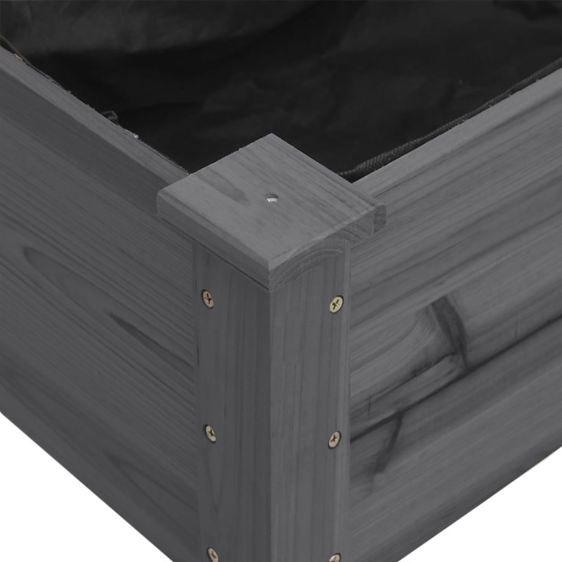 Kwietnik z wyściółką, szary, 203x53x76 cm, lite drewno jodłowe