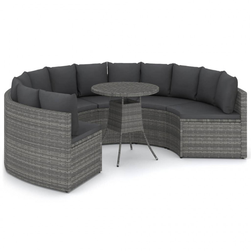 7-częściowa sofa do ogrodu, z poduszkami, polirattan, szara