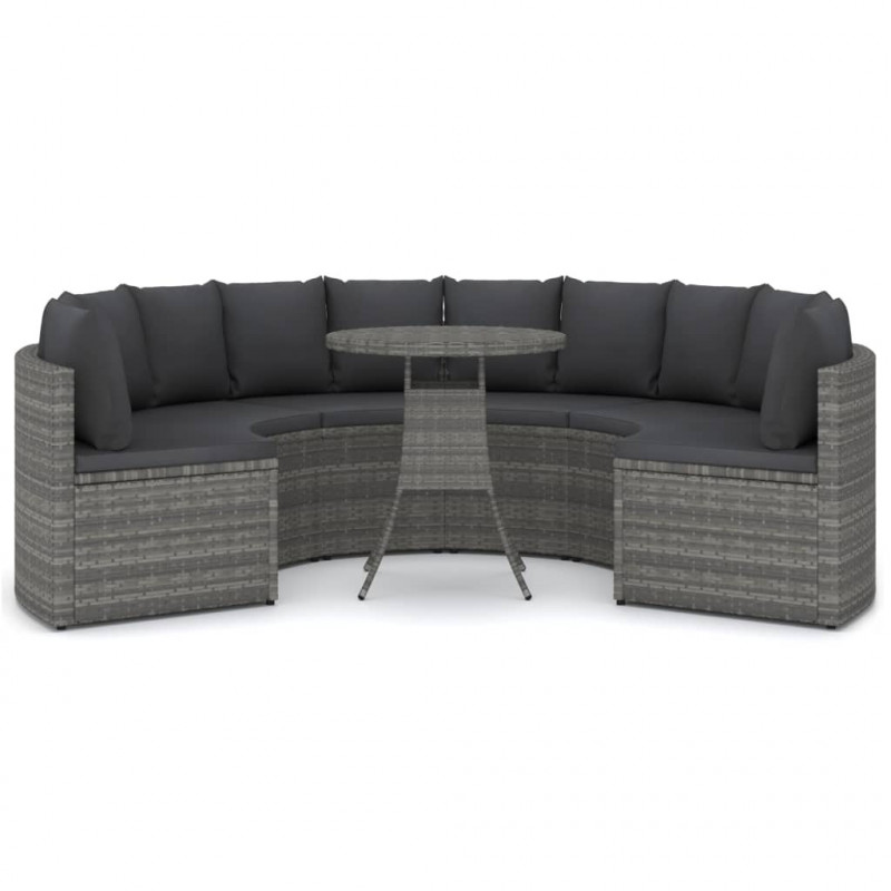 7-częściowa sofa do ogrodu, z poduszkami, polirattan, szara