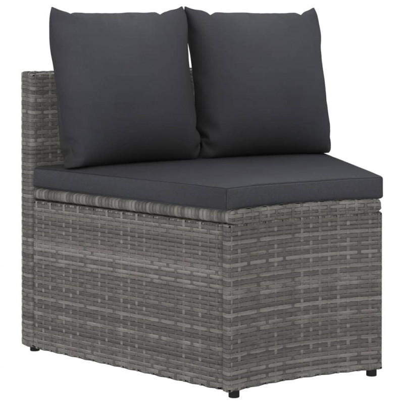 7-częściowa sofa do ogrodu, z poduszkami, polirattan, szara