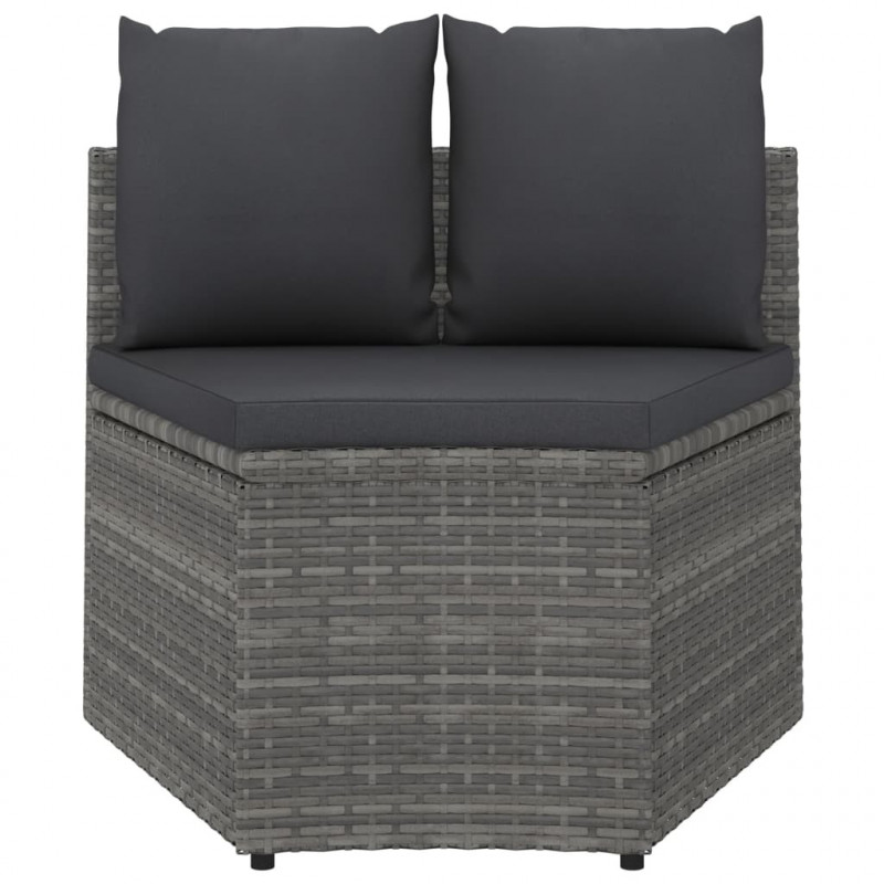 7-częściowa sofa do ogrodu, z poduszkami, polirattan, szara
