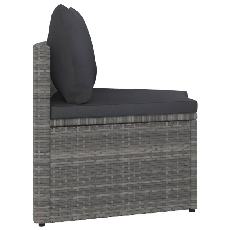 7-częściowa sofa do ogrodu, z poduszkami, polirattan, szara