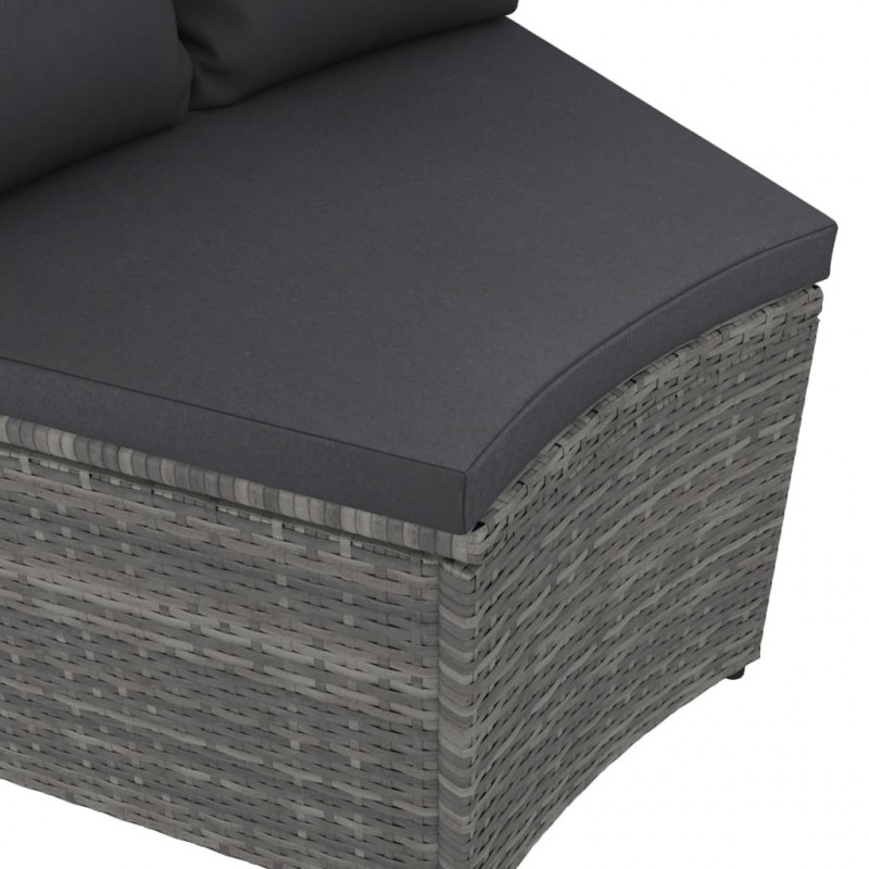 7-częściowa sofa do ogrodu, z poduszkami, polirattan, szara