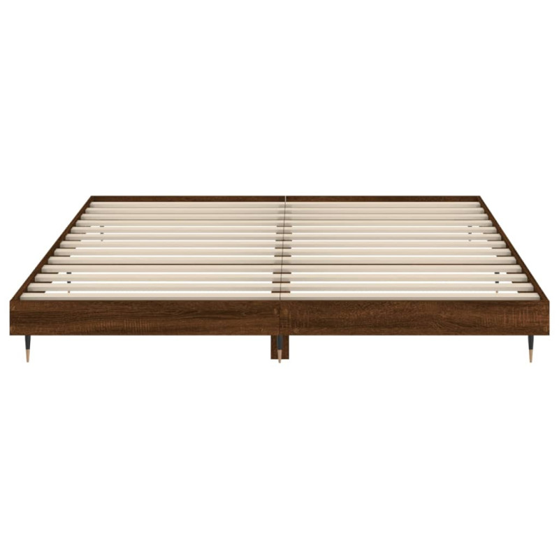 Rama łóżka, brązowy dąb, 200x200 cm, materiał drewnopochodny