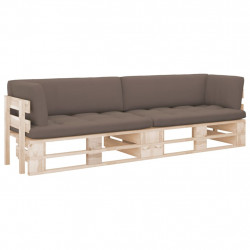Sofa 2-os. z palet, z poduszkami, impregnowane drewno sosnowe