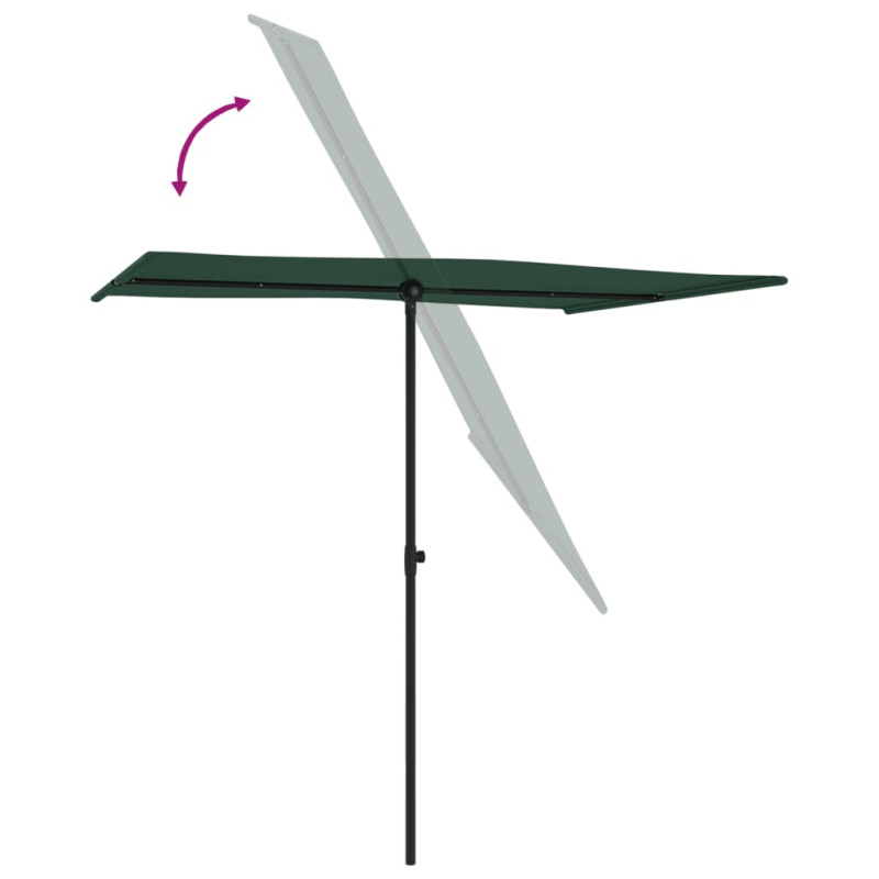 Parasol ogrodowy na aluminiowym słupku, 2x1,5 m, zielony