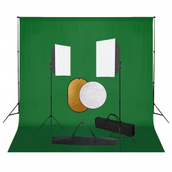 Zestaw studyjny z lampami softbox, tłem i blendami
