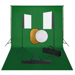 Zestaw studyjny z lampami softbox, tłem i blendami