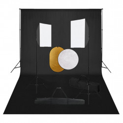 Zestaw studyjny z lampami softbox, tłem i blendami