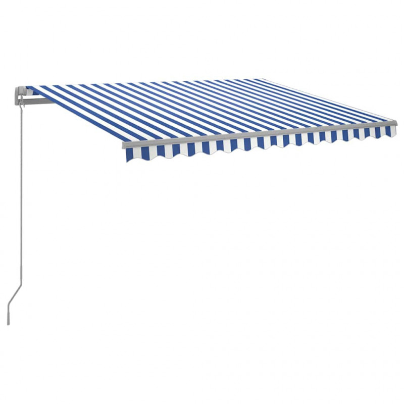 Ręcznie zwijana markiza z LED, 300 x 250 cm, niebiesko-biała
