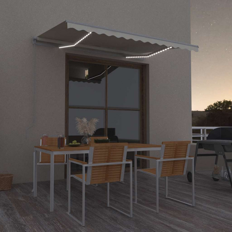 Ręcznie zwijana markiza z LED, 300 x 250 cm, kremowa