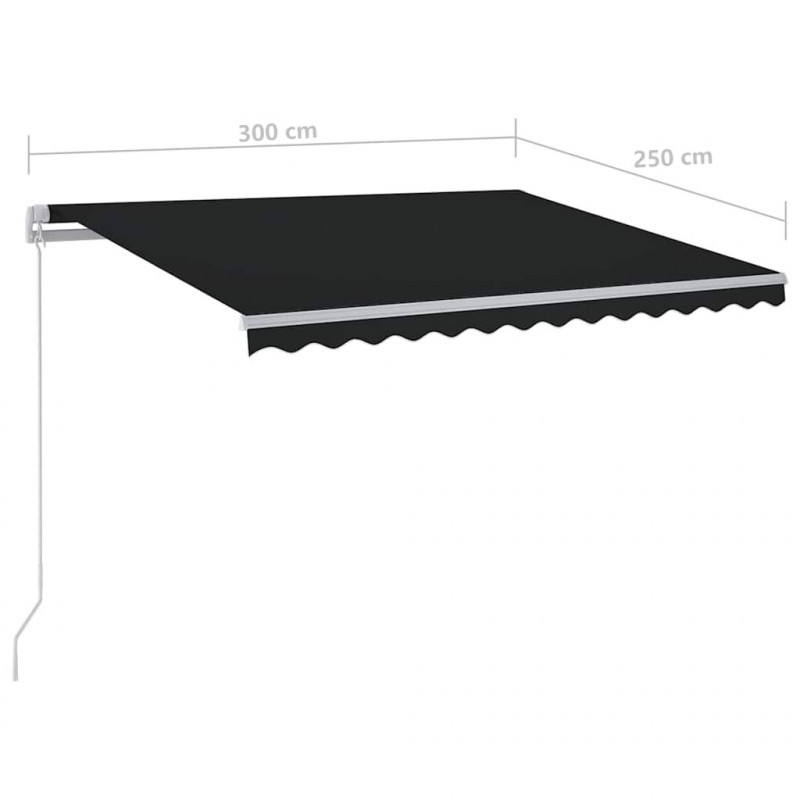 Ręcznie zwijana markiza z LED, 300 x 250 cm, antracytowa