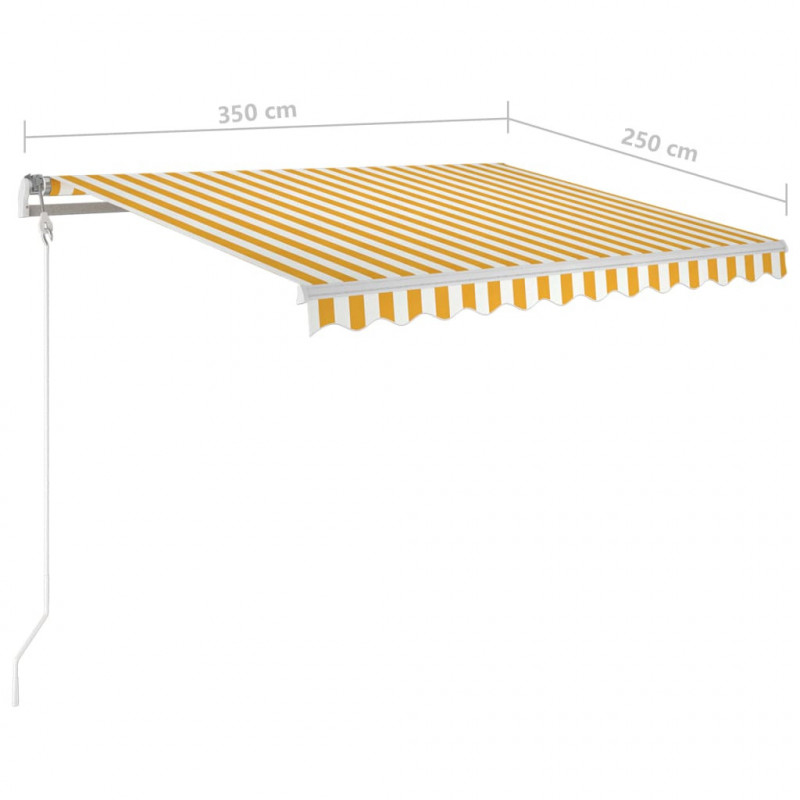 Ręcznie zwijana markiza, 350 x 250 cm, żółto-biała