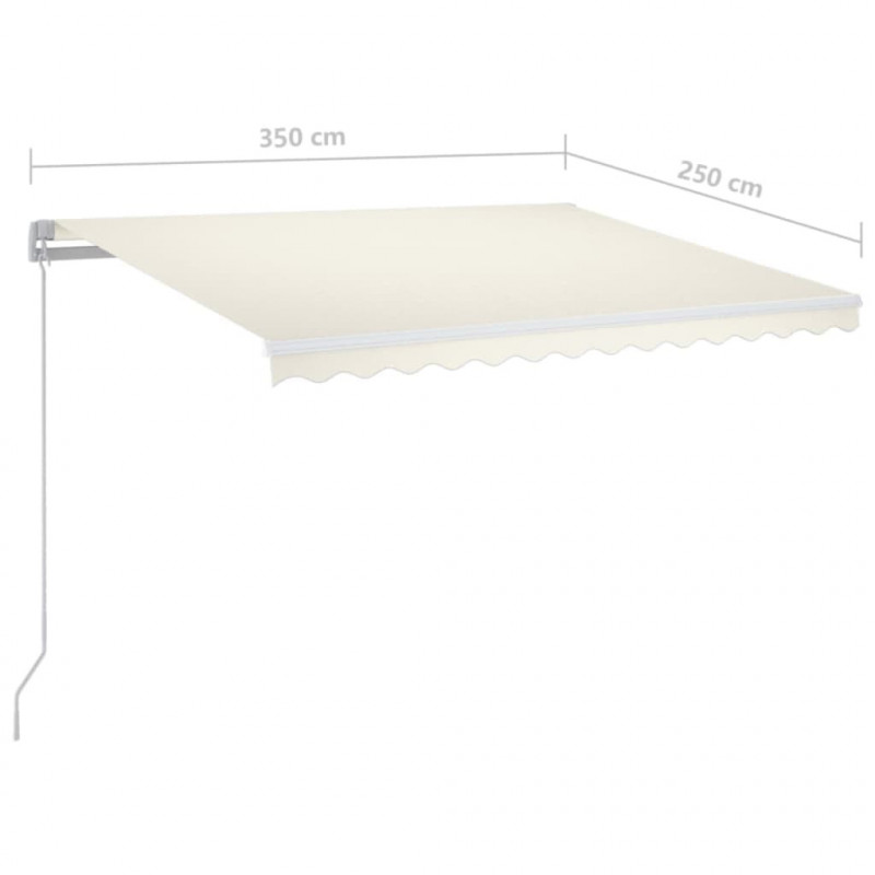Ręcznie zwijana markiza z LED, 350 x 250 cm, kremowa