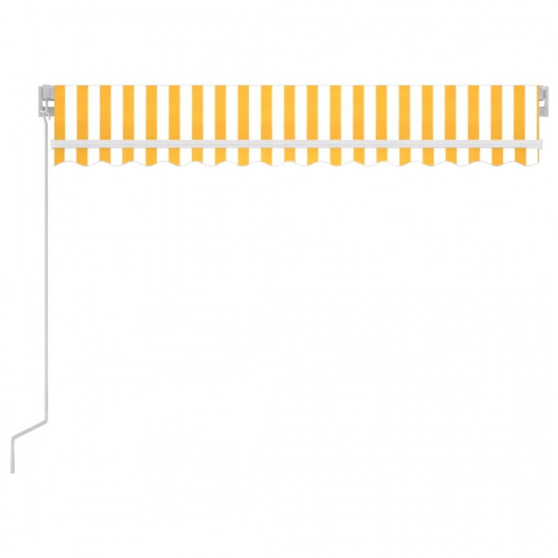 Ręcznie zwijana markiza z LED, 350 x 250 cm, żółto-biała