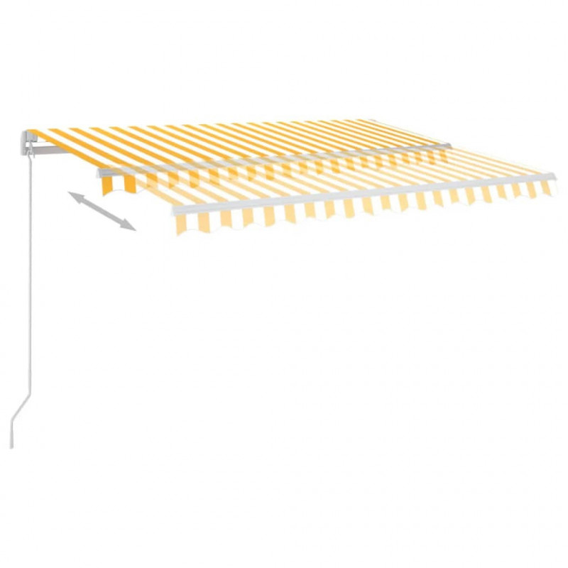Ręcznie zwijana markiza z LED, 350 x 250 cm, żółto-biała