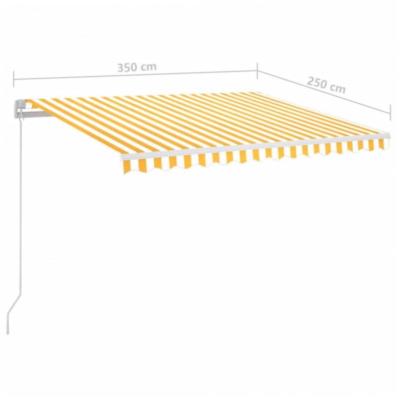 Ręcznie zwijana markiza z LED, 350 x 250 cm, żółto-biała